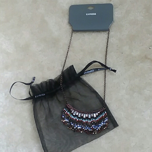 EXPRESS STONE RUST CUBIC BIB FASHION BEAD NECKLACE - Picture 2 of 6